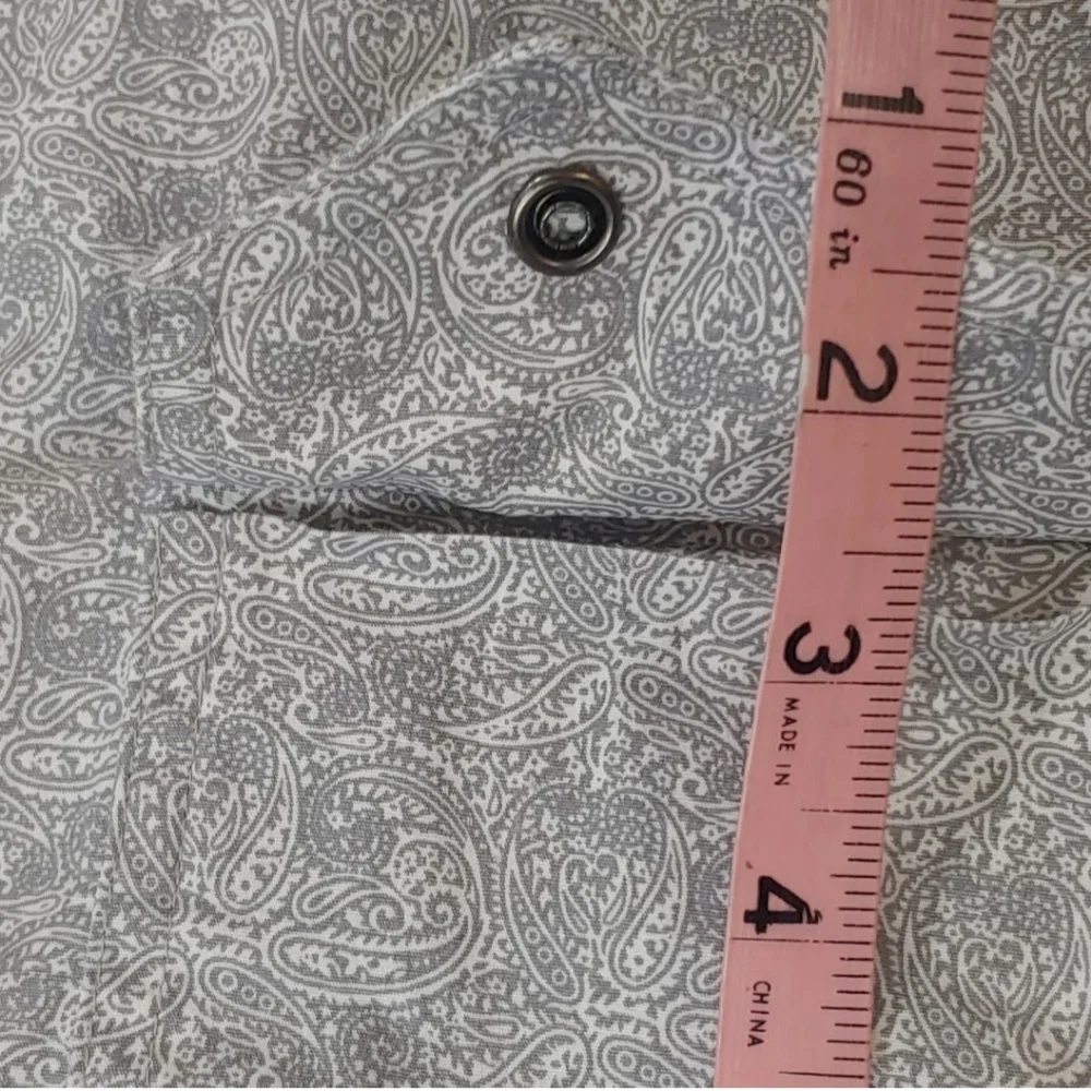 Rafter C Rockabilly Pearl Snap Shirt Men Med Gray Paisley Western Rodeo Cowboy